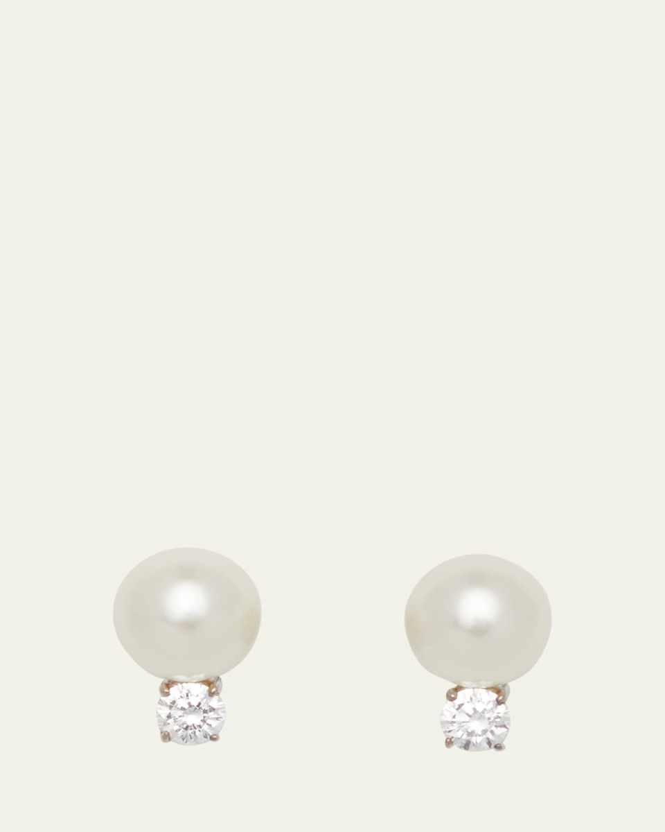 10mm Pearly Bead & Crystal Stud Earrings